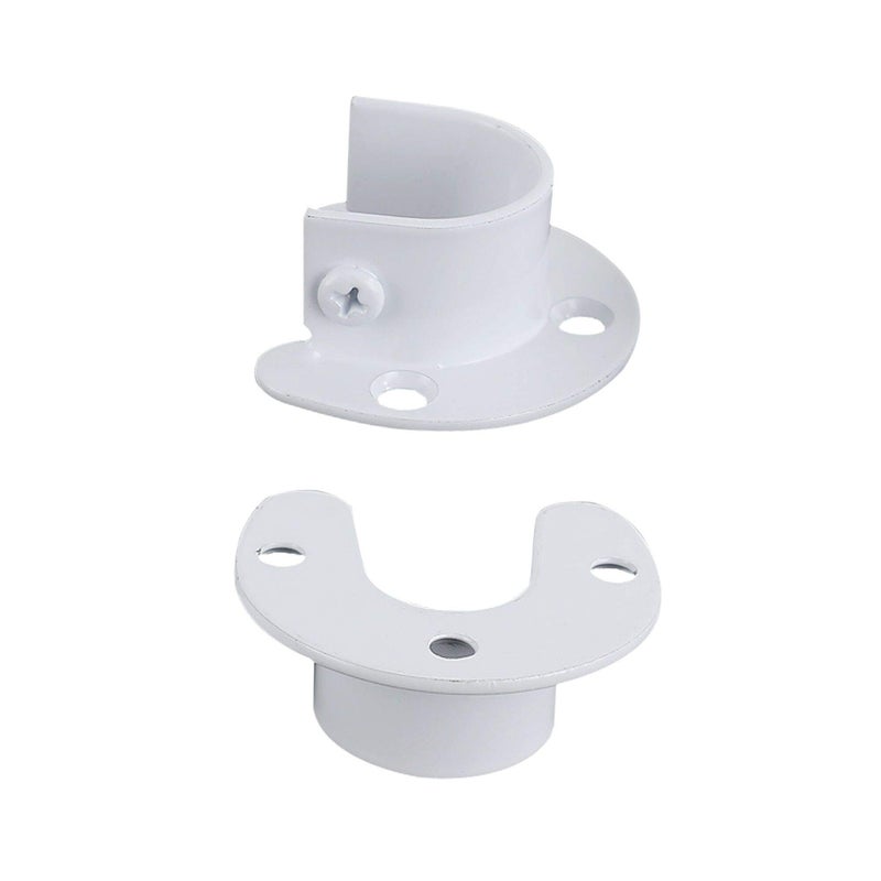 BornFeel U Shape Shower Rod Holder 4pcs Curtain Rod Bracket Stainless Steel Closet Rod Holder 1" & 1-1/4" Diameter Heavy Duty Pole Flange Socket Black White - Image 3
